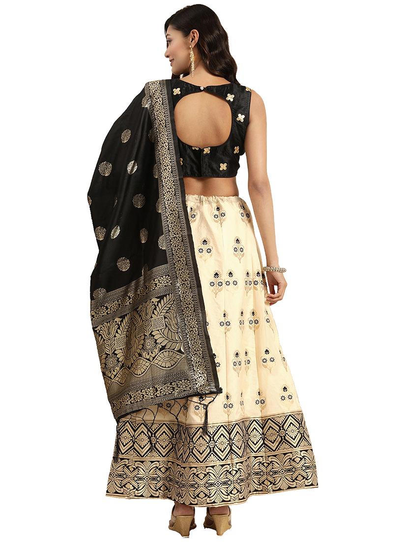 brown silk flared lehenga - 17649985 - Zoom Image - 2