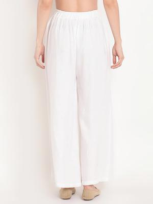 white rayon palazzos - 17650019 - Standard Image - 3
