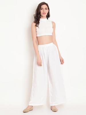 white rayon palazzos - 17650019 - Standard Image - 4