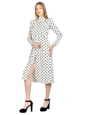 front slit polka dot dress - 17650049 - Standard Image - 2