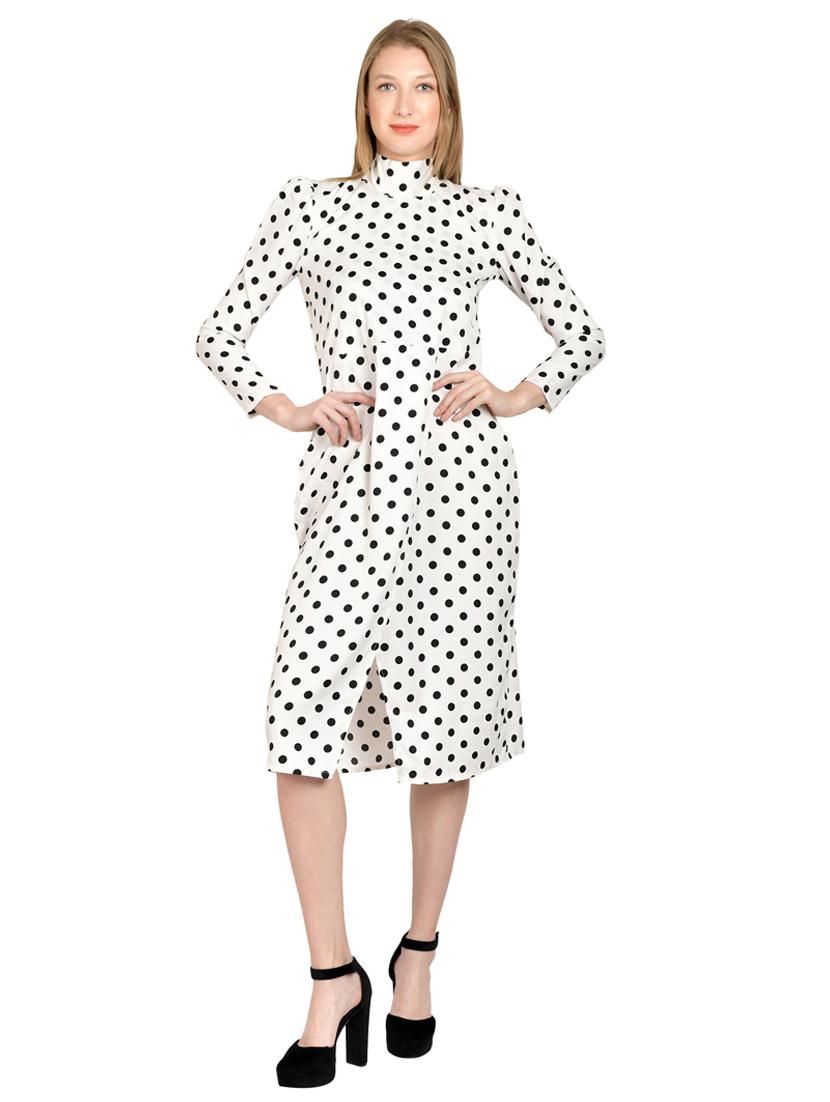 front slit polka dot dress - 17650049 - Zoom Image - 1