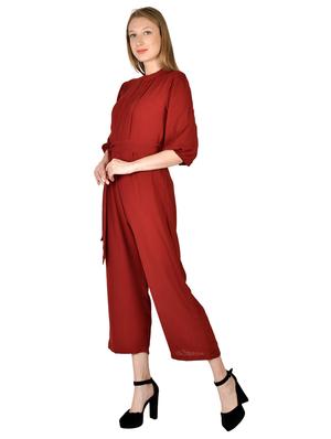 tie front full leg jumpsuit - 17650058 - Standard Image - 2