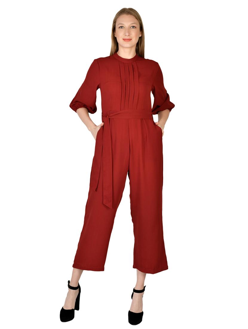 tie front full leg jumpsuit - 17650058 - Zoom Image - 1