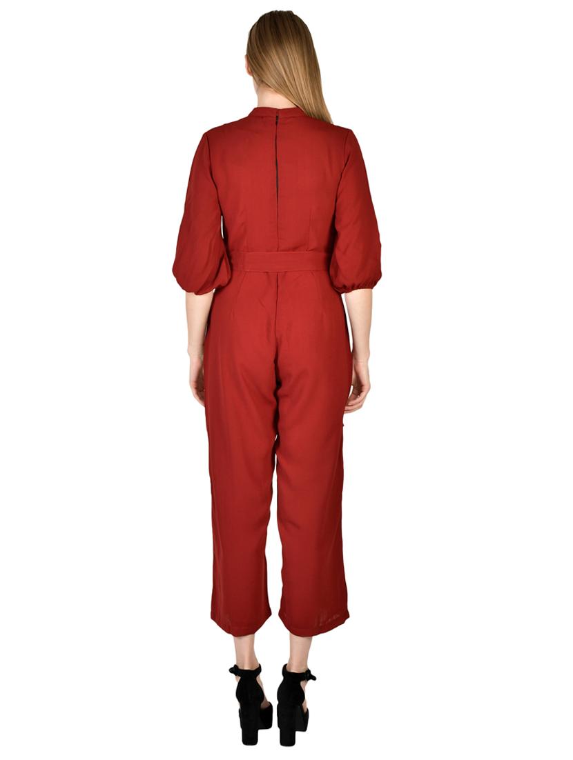 tie front full leg jumpsuit - 17650058 - Zoom Image - 3