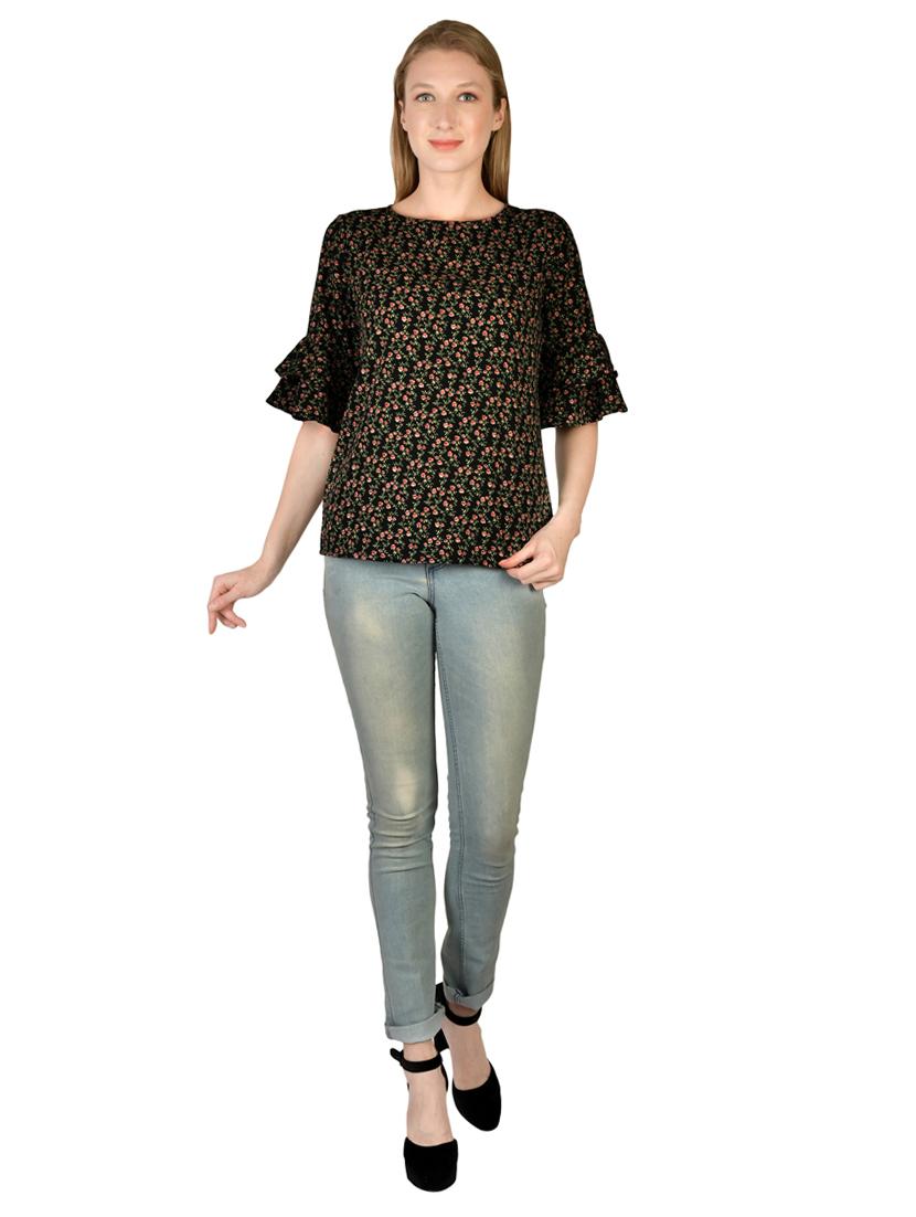 bell sleeves floral top - 17650088 - Zoom Image - 4