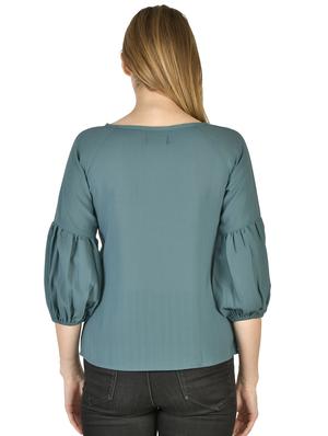 round neck puff sleeves top - 17650089 - Standard Image - 3