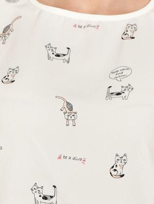 round neck printed top - 17650090 - Standard Image - 5