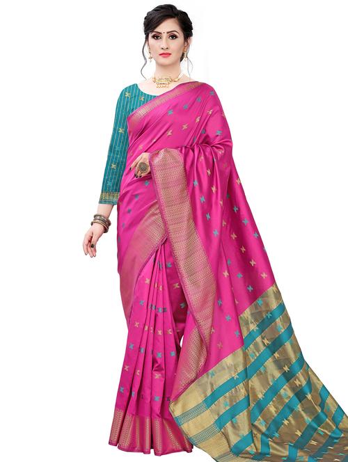 ethnic motifs woven saree with blouse - 17650168 - Standard Image - 1