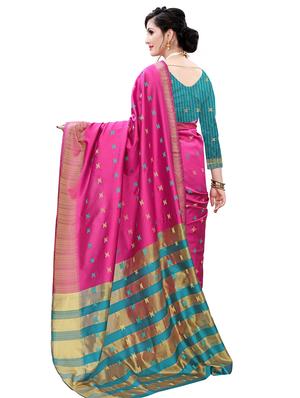 ethnic motifs woven saree with blouse - 17650168 - Standard Image - 2