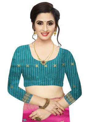 ethnic motifs woven saree with blouse - 17650168 - Standard Image - 3