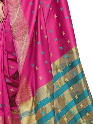 ethnic motifs woven saree with blouse - 17650168 - Standard Image - 4
