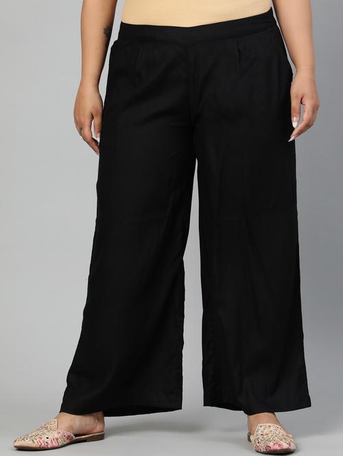 black rayon straight palazzo - 17650191 - Standard Image - 1