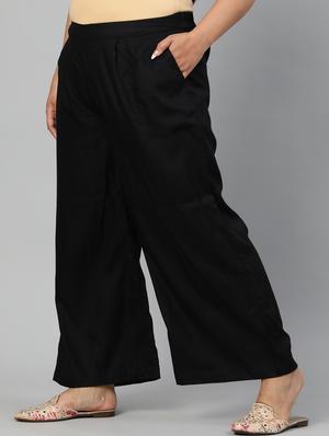 black rayon straight palazzo - 17650191 - Standard Image - 2