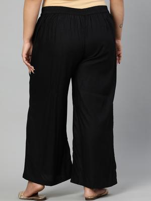 black rayon straight palazzo - 17650191 - Standard Image - 3
