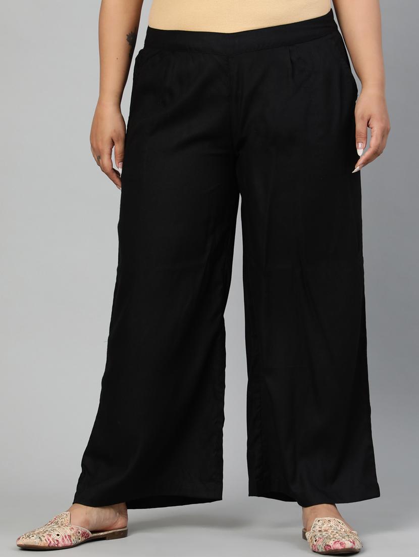 black rayon straight palazzo - 17650191 - Zoom Image - 1