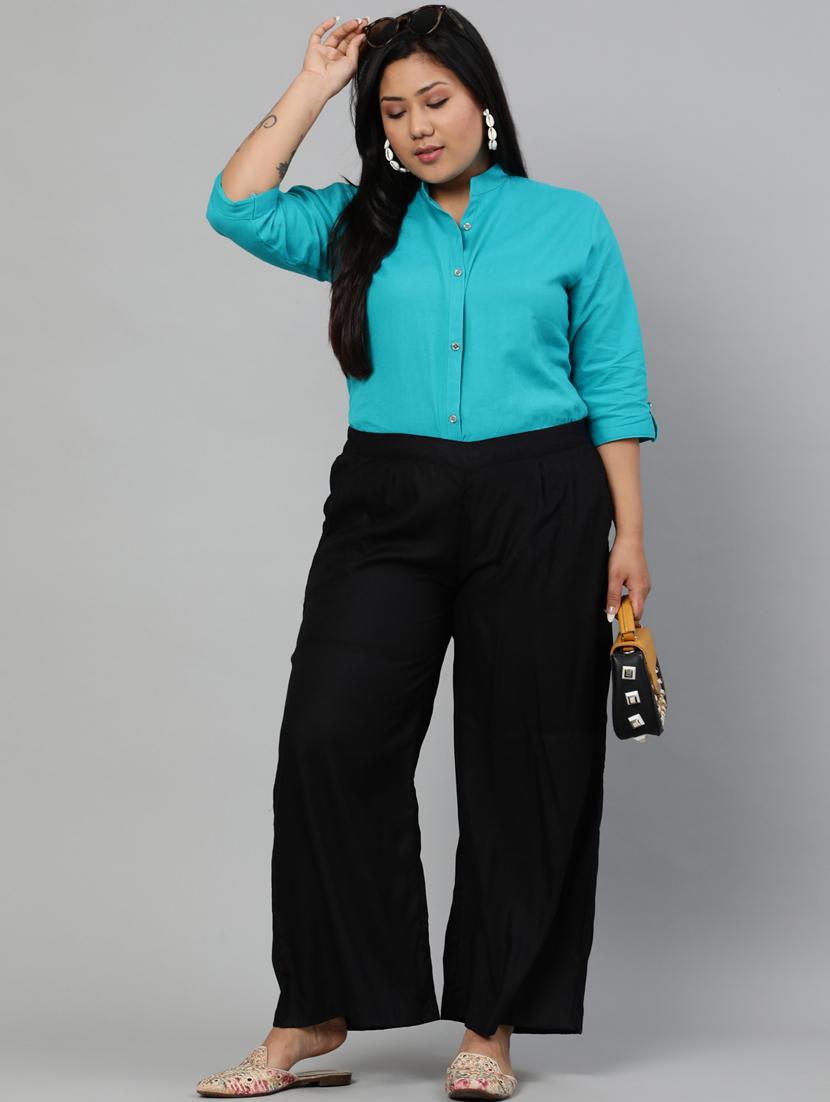 black rayon straight palazzo - 17650191 - Zoom Image - 4