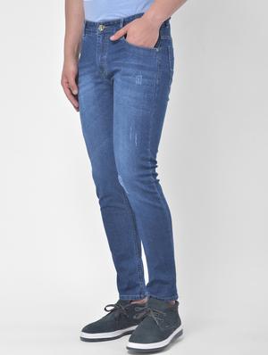 blue light washed ripped denim jeans - 17650221 - Standard Image - 2