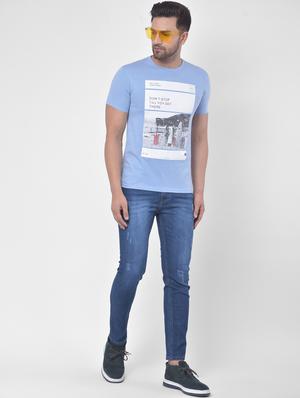 blue light washed ripped denim jeans - 17650221 - Standard Image - 4