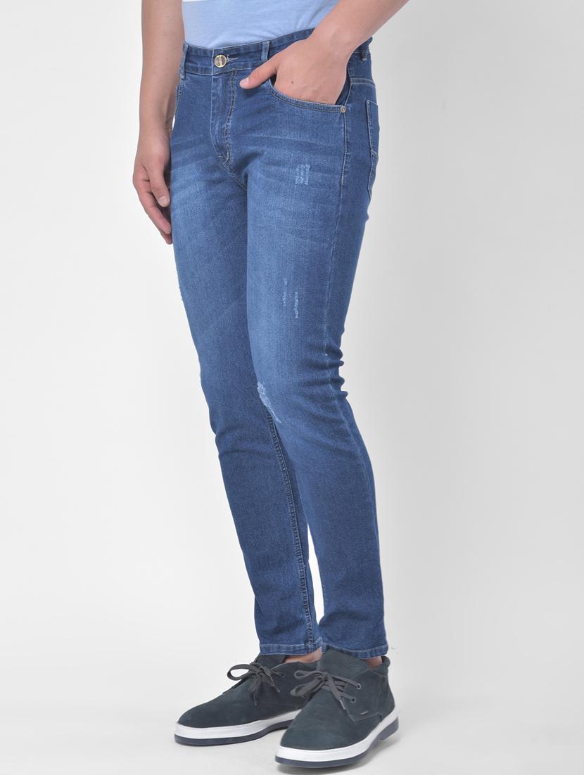 blue light washed ripped denim jeans - 17650221 - Zoom Image - 2