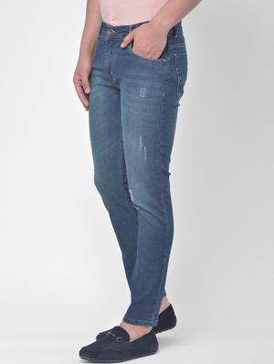 blue light washed ripped denim jeans - 17650223 - Standard Image - 2