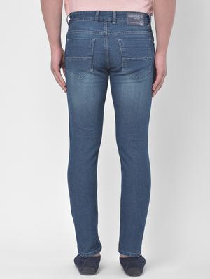 blue light washed ripped denim jeans - 17650223 - Standard Image - 3