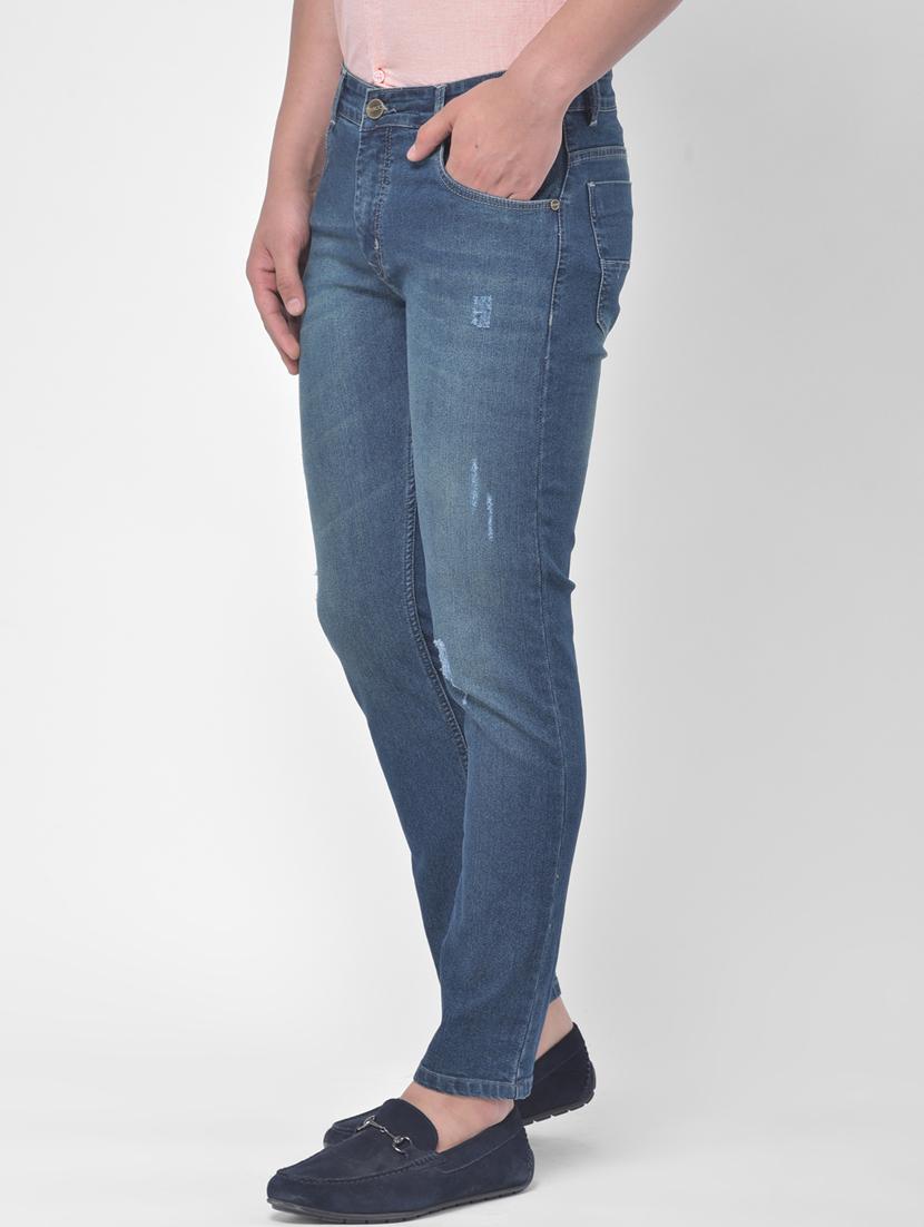 blue light washed ripped denim jeans - 17650223 - Zoom Image - 2
