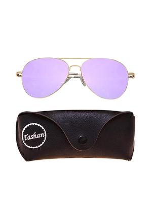 tashan gold frame with purple lens aviator sunglass - 17650283 - Standard Image - 4