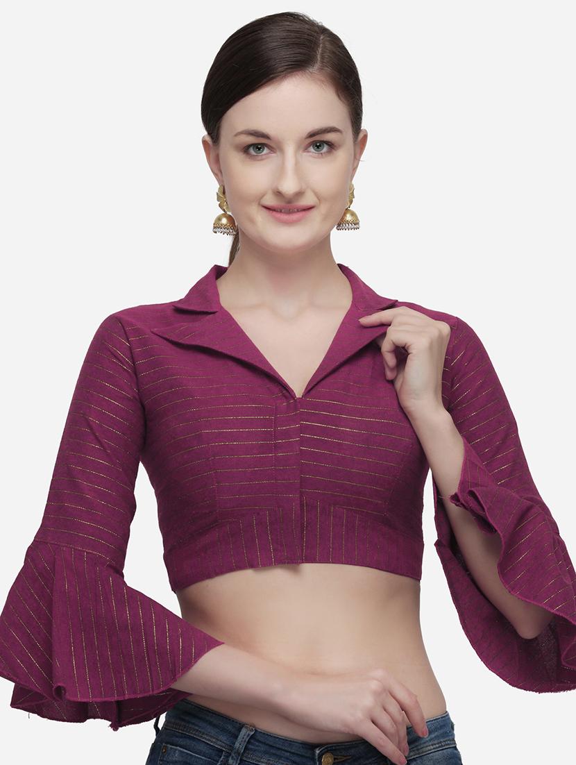 striped bell sleeves blouse - 17651131 - Zoom Image - 1