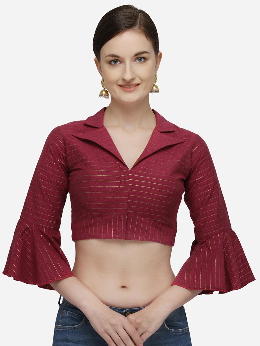 striped bell sleeves blouse - 17651132 - Zoom Image - 1