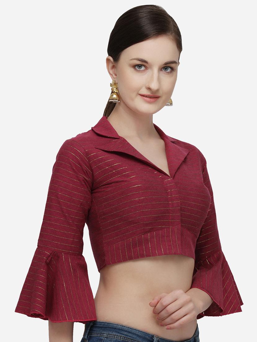 striped bell sleeves blouse - 17651132 - Zoom Image - 2