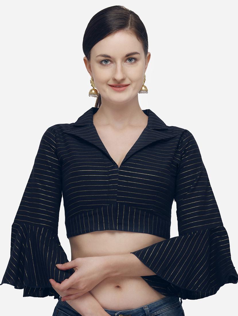 striped bell sleeves blouse - 17651133 - Zoom Image - 1