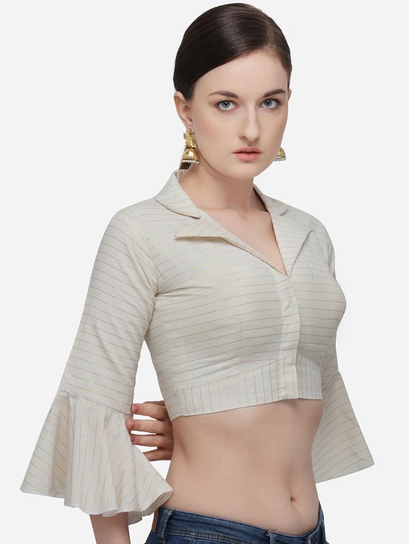 striped bell sleeves blouse - 17651134 - Zoom Image - 2