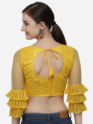yellow net embroidered blouse - 17651157 - Standard Image - 3