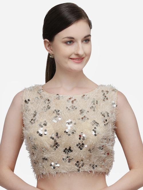 beige silk solid blouse - 17651158 - Standard Image - 1