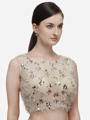 beige silk solid blouse - 17651158 - Standard Image - 2