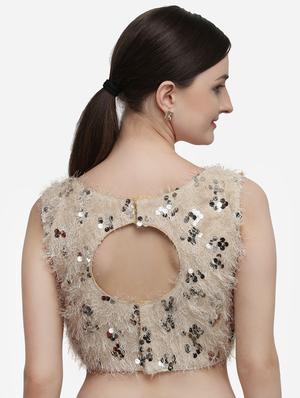beige silk solid blouse - 17651158 - Standard Image - 3