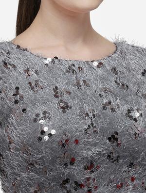 grey silk solid blouse - 17651160 - Standard Image - 4