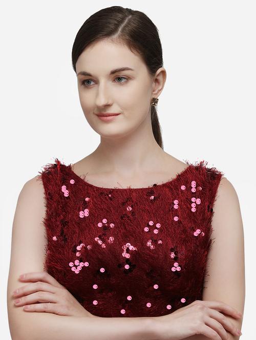 red silk solid blouse - 17651163 - Standard Image - 1