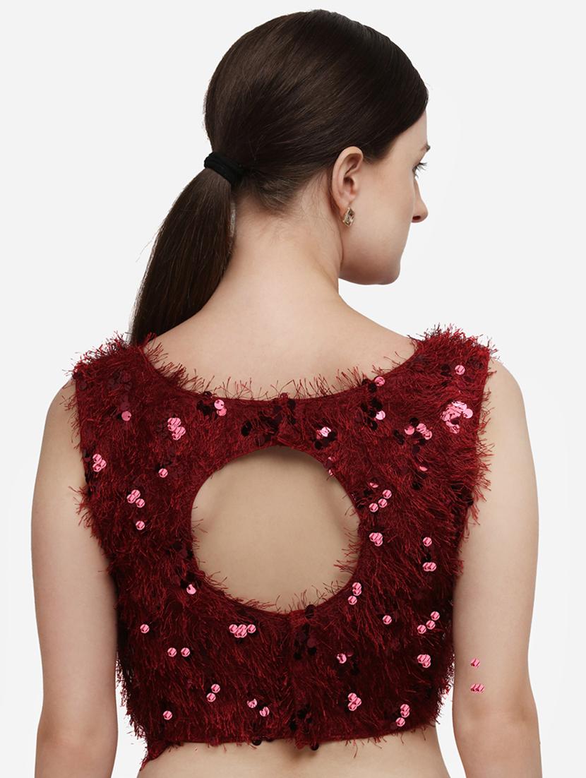 red silk solid blouse - 17651163 - Zoom Image - 3