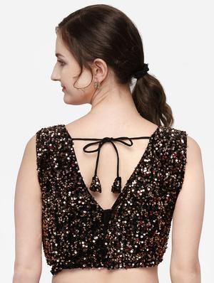brown velvet solid blouse - 17651165 - Standard Image - 3