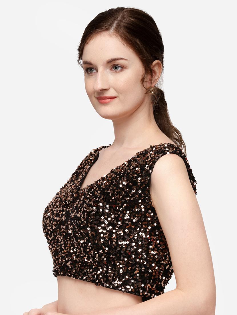 brown velvet solid blouse - 17651165 - Zoom Image - 2
