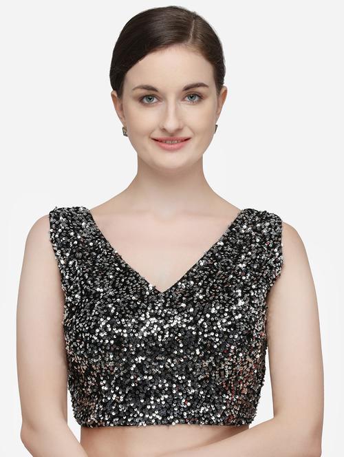 silver velvet solid blouse - 17651172 - Standard Image - 1