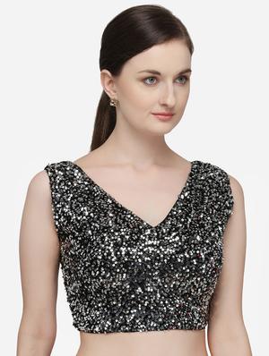 silver velvet solid blouse - 17651172 - Standard Image - 2