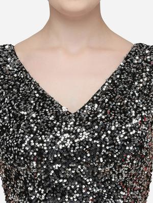 silver velvet solid blouse - 17651172 - Standard Image - 4