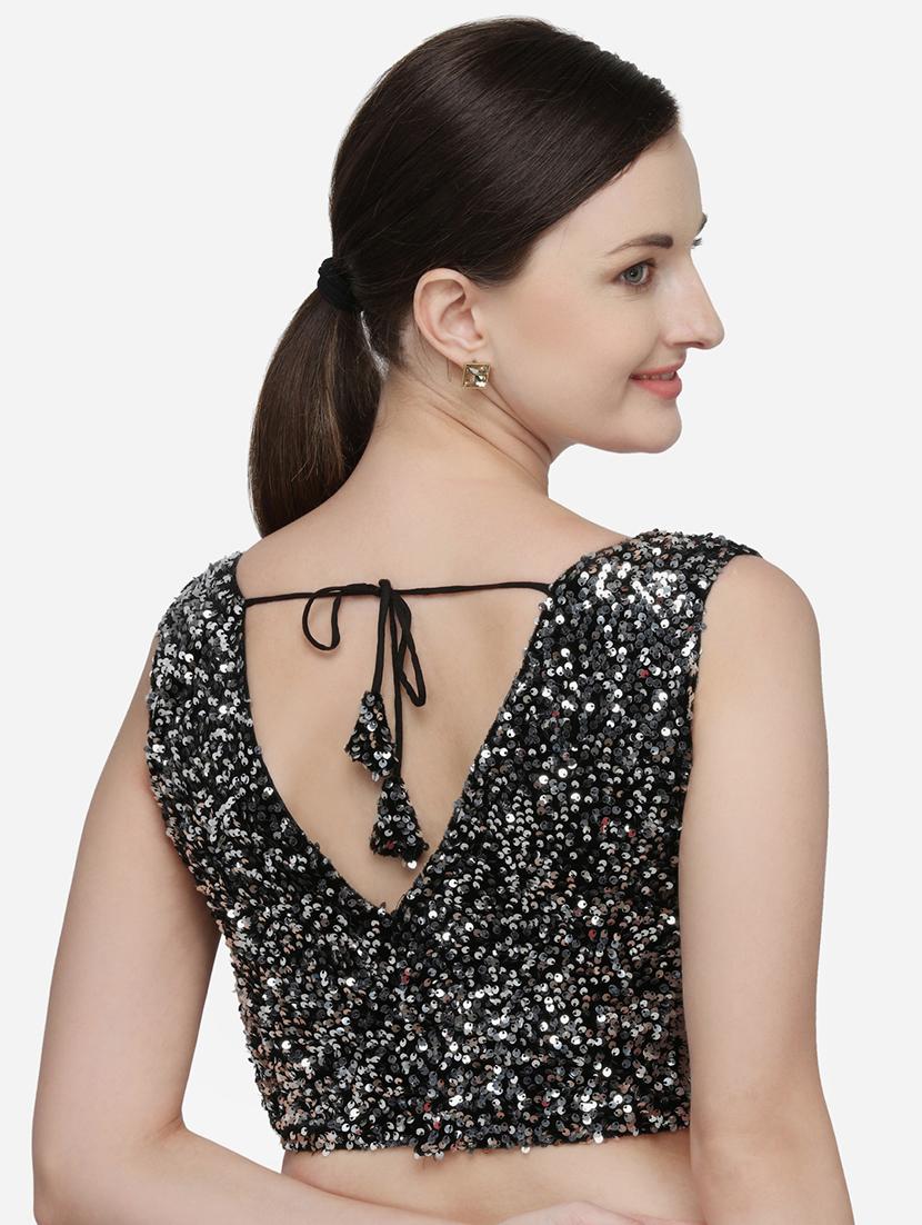 silver velvet solid blouse - 17651172 - Zoom Image - 3