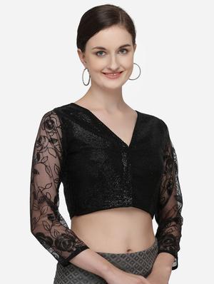 black georgette embroidered blouse - 17651174 - Standard Image - 2