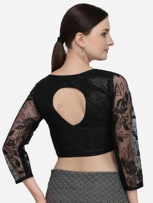 black georgette embroidered blouse - 17651174 - Standard Image - 3