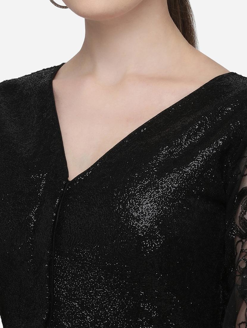 black georgette embroidered blouse - 17651174 - Zoom Image - 4