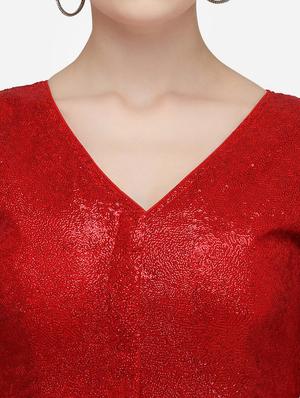red georgette embroidered blouse - 17651177 - Standard Image - 4