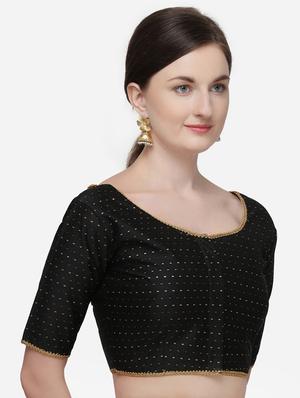 black raw silk printed blouse - 17651183 - Standard Image - 2